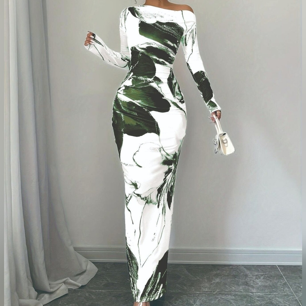 Neriah One-Shoulder Maxi Dress - Green - Picture 6 of 7
